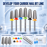 Forets à ongles professionnels en carbure à coupe croisée YAQIN, 7 options de coupe pour les fournisseurs d'outils à ongles en marque blanche