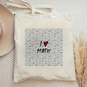 Sac fourre-tout pour livres de mathématiques avec motif cœur et formules complexes imprimé, sac à bandoulière élégant, sac à dos scolaire léger et durable - Product Image 5