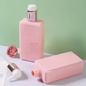 Rose Gold 300ml Plastic Cosmetic Bottle Square PET Bottle Foam Pump Bottle For Lotion Shampoo