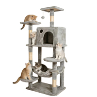 Arbre à chat de luxe multi-niveaux, grands formats, avec poteaux à gratter en sisal naturel et mobilier d'activités en peluche pour familles multi-chats
