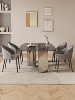 Table à manger en verre en métal de luxe et miroir minimaliste de styliste, Table à manger suspendue en verre moderne