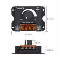 Contrôleur de gradation PWM pour bande lumineuse LED DC12V-24V 30A, pour bouton de gradation, réglage de la luminosité, interrupteur marche/arrêt, boîtier en aluminium