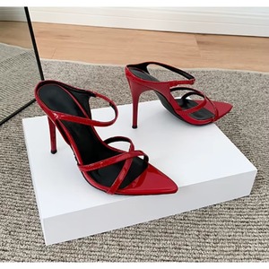 Nuevos Zapatos de Tacón Alto Rojos Elegantes de Lujo para Mujer, con Punta Puntiaguda, Punta Abierta, Parte Superior de PU, Tacón Alto Delgado, para Fiesta u Oficina - Product Image 2