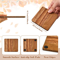 Sous-verres carrés en bois de chêne faits à la main avec supports antidérapants en silicone