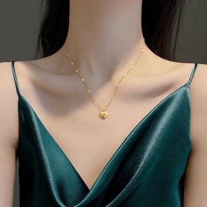 Nouveaux Colliers Pendentifs Cœur en Acier Inoxydable Unisexe Couleur Or/Argent Chaîne Ondulée Tendance Mode Fête Festival - Product Image 2