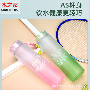 Water House Gradient Frosted Plastic Water Bottle 500Ml Screw-On Cap Portable Outdoor Sports Travel Use - Product Image 5