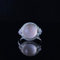 Bague en argent sterling 925 plaqué rhodium avec quartz rose naturel taille ronde, vente en gros d'usine, pour femme, cadeau, usage quotidien