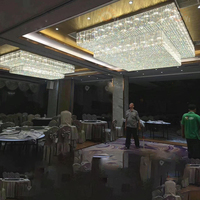Lampu Chandelier LED Kristal Bentuk Tidak Beraturan 2 Lapis Warna Hitam dari Baja Anti Karat Mewah untuk Lobi Hotel Besar, Garansi 3 Tahun