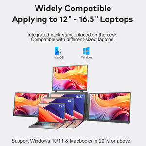 Moniteur Quad Portable de 14 Pouces avec Support Réglable Inversable Haut et Bas, Extension OEM pour Ordinateurs Portables, Moniteur Triple Écran pour Ordinateur Portable - Product Image 4