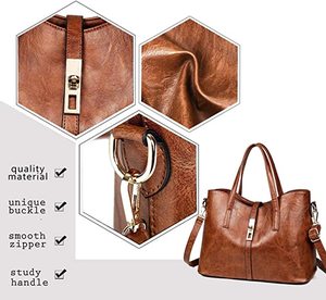 Sacs à bandoulière pour femmes en <span class=keywords><strong>cuir</strong></span> véritable de marque personnalisée, ensemble de 3 sacs de luxe et grands sacs à main pour femmes - Product Image 5