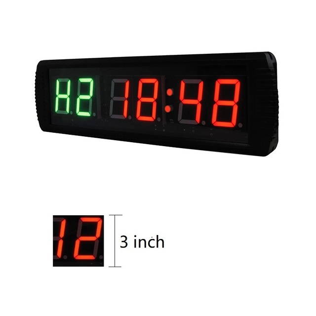 3 Inch 6 Digit Multifunctional LED Interval Settings Clock Programmable Digital Gym Training Boxing Timer with Remote Control