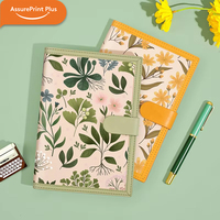 Carnet en cuir PU à imprimé floral avec reliure thermique, boucle magnétique, logo personnalisé, carnet de planification A5 à couverture rigide pour cadeau de bureau