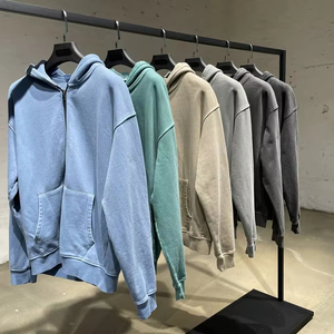ผู้ผลิตเสื้อผ้า H5530 ขายส่งเสื้อฮู้ดดี้แบบวินเทจผ้าฝ้าย 100% น้ำหนัก 430 กรัม ซักกรด สำหรับผู้ชายและผู้หญิง - Product Image 1