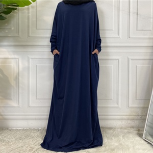 6 couleurs, vente en gros, jilbab en coton uni, style arabe ample, manches chauve-souris, robe de prière musulmane, abaya pour femmes 6200 # - Product Image 3