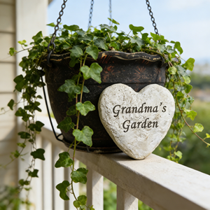 Pierre commémorative en résine personnalisable en forme de cœur (en stock aux États-Unis, livraison rapide) - Texte personnalisé gravable, idéal pour la décoration de jardin - Product Image 3
