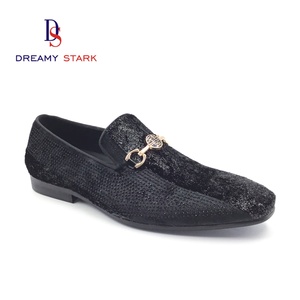 Retro Handmade Comfort Light Slip-On Winter Printed Wedding Autumn Shoe Black <b>Sequin</b> <b>Material</b> Custom Logo Small Diamond Accents - Product Image 1