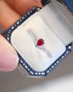 Xinfly classico oro 18K a goccia anello rubino piccione rosso sangue oro bianco placcato con diamante - Product Image 5