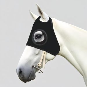 KUNZONG Speed Windproof Horse Mask Red Polyester Elastic Breathable Eye Cover Racing Horse Care Product - Product Image 2