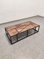 Table basse en bois massif en noyer noir avec pieds en bois, ensemble de meubles contemporains pour la salle à manger et le bar, salon