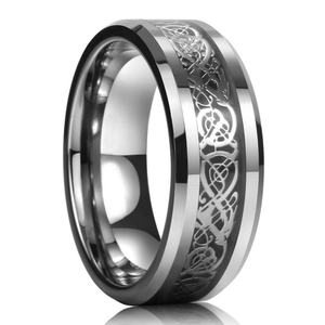 Wholesale Fashion Dragon <b>Plate</b> <b>Ring</b> Creative Red Green Gold Silver Carbon Fiber Tungsten Steel Personalities Weddings - Product Image 3