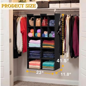 Organizador de Armario Colgante con 14 Compartimentos, 33x15x85cm, Almacenamiento de Ropa de Tela No Tejida para Dormitorio - Product Image 3