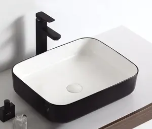 低价mb01a矩形哑光黑白陶瓷盆浴室艺术水槽