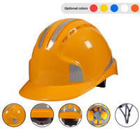 Casque de sécurité industriel minier certifié Dolnesrn AQM CE EN397, type V, ABS, à cinq nervures, avec bande réfléchissante, non fendu, 8