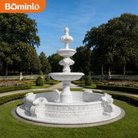 Fontaine Monumentale en Marbre Tête de Lion, Sculpture à 4 Niveaux, Fontaine d'Extérieur pour Jardin, Taille Personnalisée pour Villa de Luxe, Hôtel, Place Publique