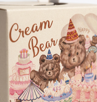 Boîte à gâteau portable en papier couché motif Ours Crème avec poignée et marque-page translucide à thème IP (impression quadricolore)
