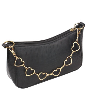 Bolso cruzado con cadena de metal, decoración de borlas en forma de corazón, patrón geométrico, correa única, bolso de pecho para mujer, invierno 2023 - Product Image 2