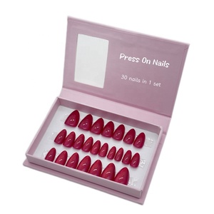 Lindo ojo de gato diseño francés púrpura acrílico Press-Ons 30 piezas ataúd corto <span class=keywords><strong>uñas</strong></span> postizas <span class=keywords><strong>para</strong></span> mujeres pegamento brillante Dedo de palo Simple - Product Image 5