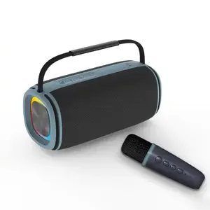 Tela de Tecido IPX6 à prova d'água 10W RGB LED cartão TF disco U AUX TWS alto-falante Bluetooth para karaokê dente azul pequeno bt