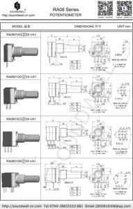 Potentiomètre rotatif à axe métallique Soundwell RA0801, fabricant de potentiomètres rotatifs - Product Image 3