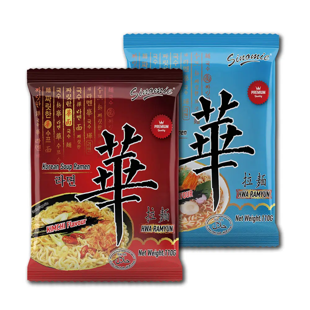 아시아 음식 한국 스타일 도매 Sinomie 브랜드 신 Ramyun 할랄 한국라면 매운 맛 수프 가방 포장 인스턴트 국수