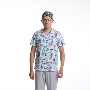 Commercio all'ingrosso di alta qualità in cotone saia 100% medico infermiere ospedale uniforme Scrub set da uomo alla moda medico uniforme - Product Image 2