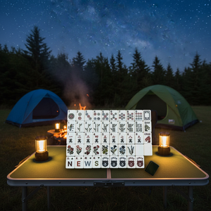Jeu de Mahjong moderne en chêne et acrylique de la marque américaine Row Co Line Oh My Mahjong, pliable, avec tuiles aux couleurs Rich Bark Brown, Moss et Forest Green - Product Image 3