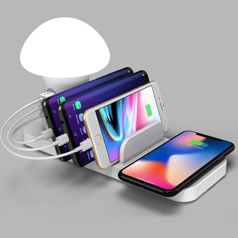 Fast Wireless Charging Station for Multiple Devices Reading Light , 4-in-1 Desk Docking Station Organizer for iPhone