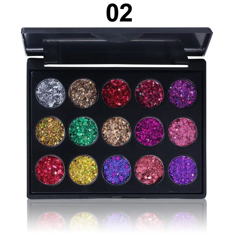 DIY 15 renk elmas Glitter göz farı paleti metalik göz farı özel gümüş folyo Duochrome Multichrome göz farı paleti