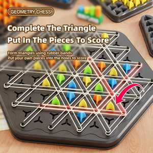Juguete Educativo de Geometría, Juego de Mesa de Ajedrez con Cadenas, Juego de Ajedrez Geométrico con Bandas Elásticas, Ejercicio de Lógica, Juego de Mesa Interactivo - Product Image 2