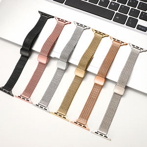 IWatch Se3456789世代用高級小型小麦穂型磁気バックルヘリンボーンメッシュステンレススチール製腕時計ストラップ - Product Image 1