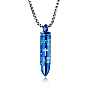 Pendentif de balle en acier inoxydable Urne Cendres Collier Croix Seigneurs Prière en anglais 22 pouces Boîte Chaîne Fournitures - Product Image 3