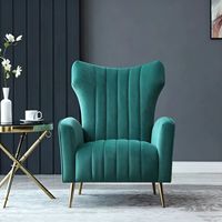 Fauteuil de détente moderne en velours, rembourré en éponge, avec pieds en métal, pour salon, chambre ou hôtel