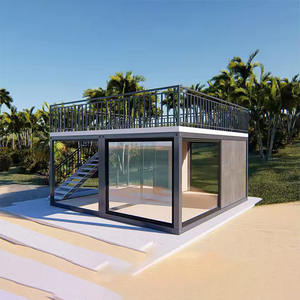Villa de vacances modulaire en acier de luxe à faible coût, personnalisable, préfabriquée, détachable, maison-conteneur avec <span class=keywords><strong>terrasse</strong></span> pour hôtel, appartement - Product Image 4