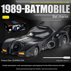 Moulé sous pression 1:24 Bat & man chariot alliage modèle de voiture son et lumière portes de retrait ouvert pulvérisation jouet voiture cadeau modèle de voiture - Product Image 5