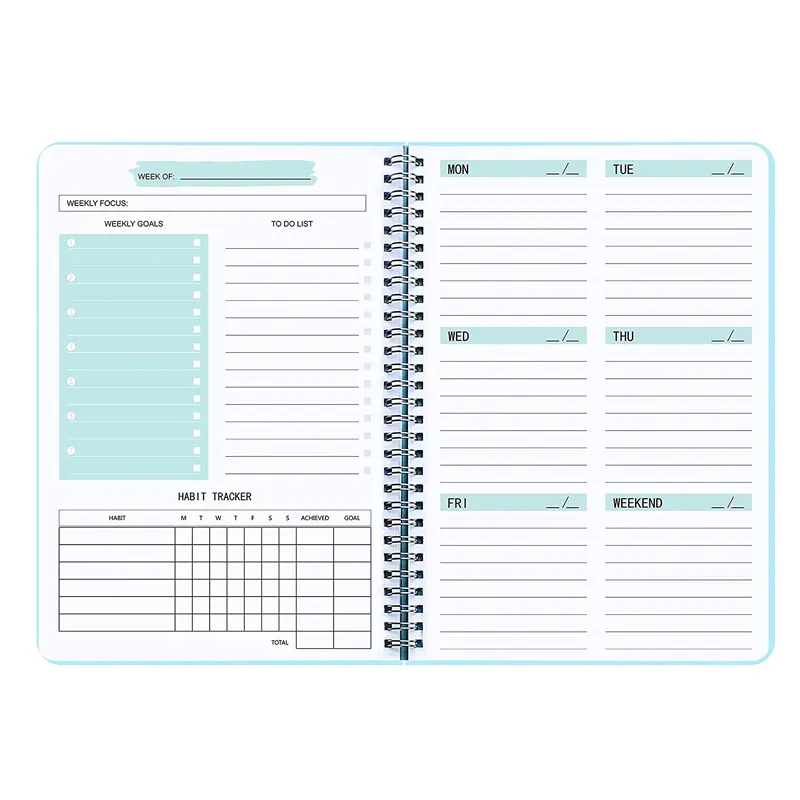Weekplanner Ongedateerd Plannerboek Met Takenlijst, Weely Goals,Habit Tracker