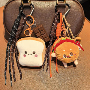 Llavero de Peluche Kawaii con Forma de Hamburguesa para Niñas, Colgante Estético de Comida de Dibujos Animados para Ella, Accesorio Creativo de Llavero Tejido, Regalo al por Mayor - Product Image 2