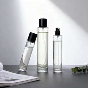 Botella de Perfume de vidrio <span class=keywords><strong>delgado</strong></span> <span class=keywords><strong>Delgado</strong></span> 30ml 50ml 100mL <span class=keywords><strong>Atomizador</strong></span> de niebla fina recargable para embalaje cosmético de fragancia con tapa de madera - Product Image 5