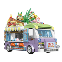 Set de Bloques de Construcción de Camión de Comida Personalizado con Diseño de Pizza, Vista de Calle Urbana, OEM, Marca Privada, Juego de Construcción STEM Inmersivo para Juego de Roles