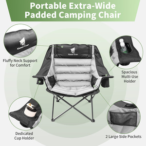 GearTop Folding Beach Chair With <b>Footrest</b> Padded Polyester Modern Design Outdoor Camping Use - Product Image 3