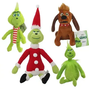 AHTEM圣诞格林奇绿色怪物毛绒高级卡通娃娃狗宠物咀嚼互动格林奇圣诞绿色宠物玩具